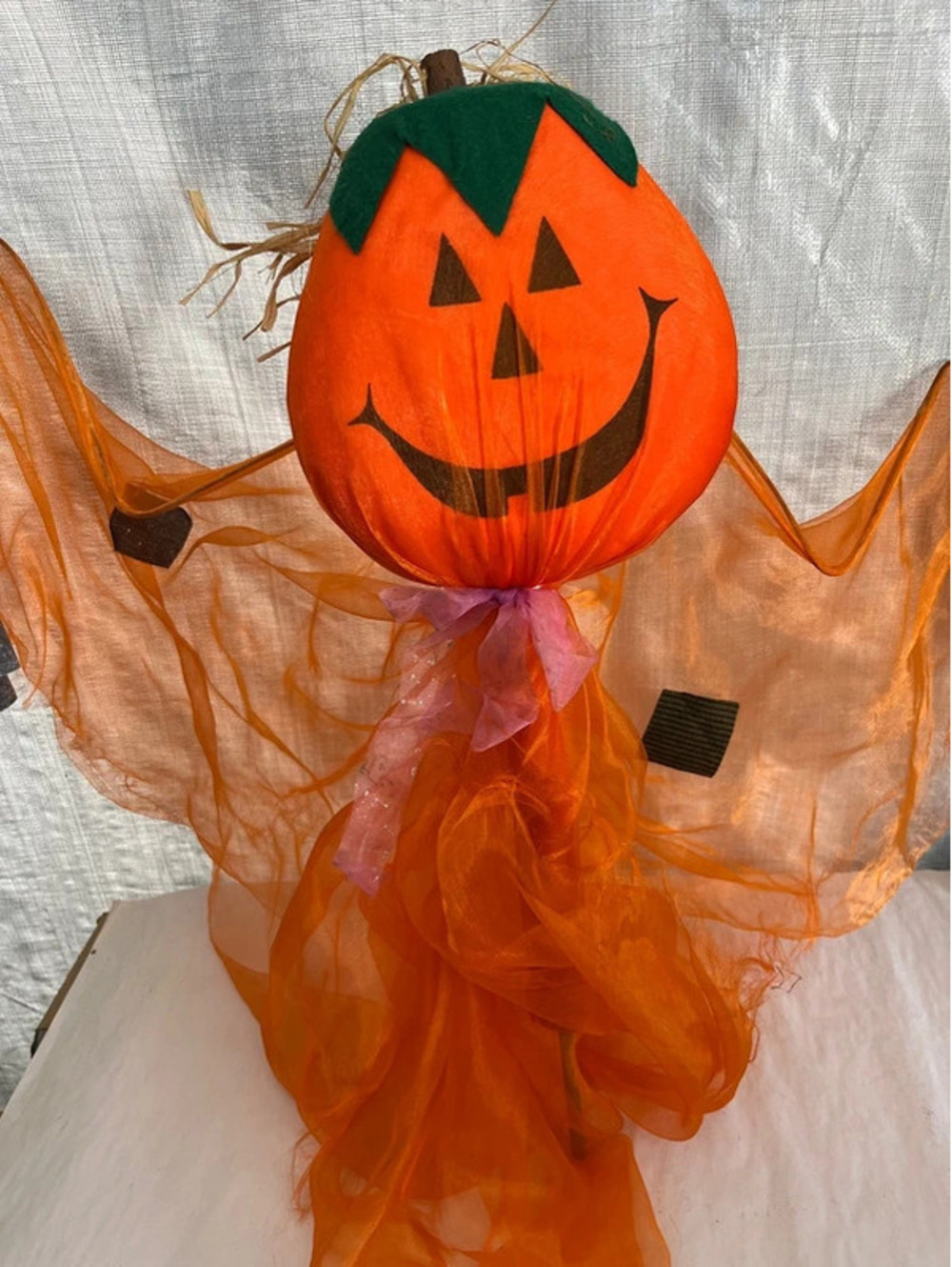 Handmade Hanging Pumpkin Jack o Lantern Ghoul Halloween